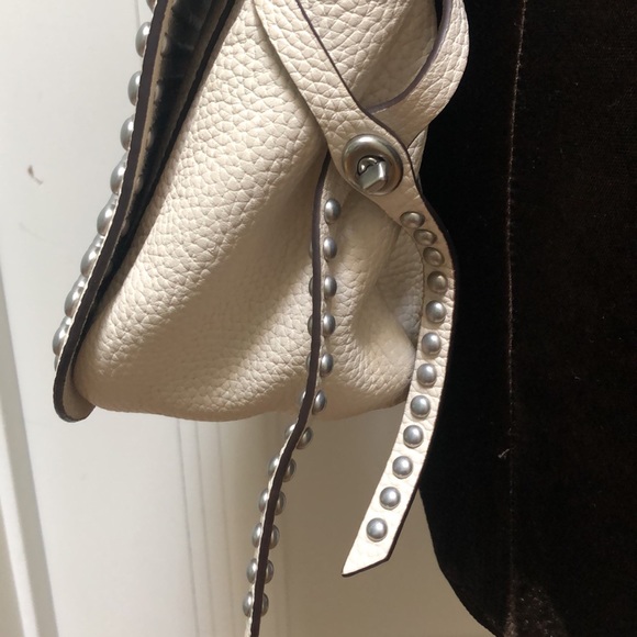 Coach Dakota Rivets Flap Top Chalk Leather Bag - Picture 4 of 12